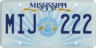 MS license plate MIJ222