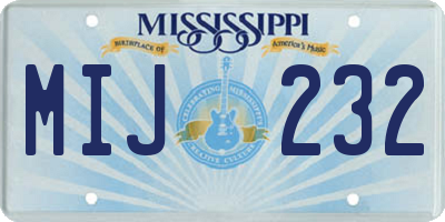 MS license plate MIJ232