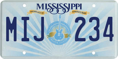 MS license plate MIJ234