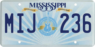 MS license plate MIJ236