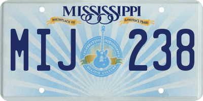 MS license plate MIJ238
