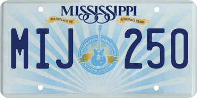 MS license plate MIJ250