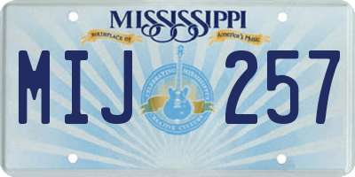 MS license plate MIJ257