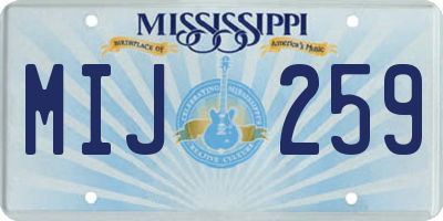 MS license plate MIJ259