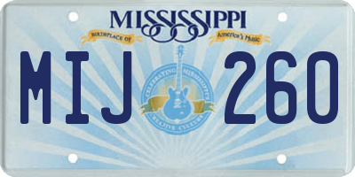 MS license plate MIJ260