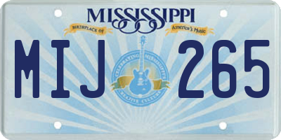 MS license plate MIJ265