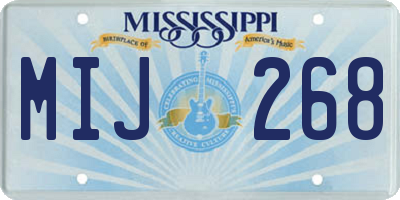 MS license plate MIJ268