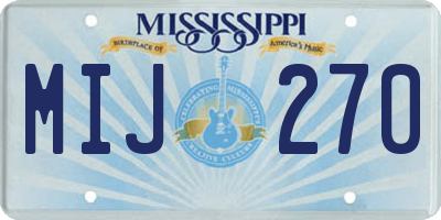 MS license plate MIJ270