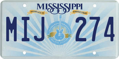 MS license plate MIJ274