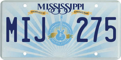 MS license plate MIJ275