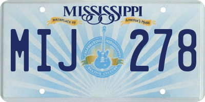 MS license plate MIJ278