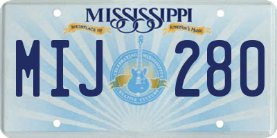 MS license plate MIJ280