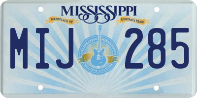 MS license plate MIJ285