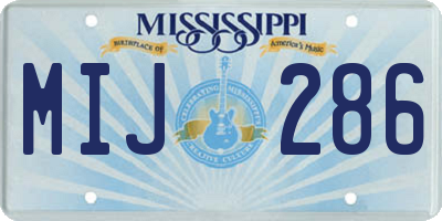 MS license plate MIJ286