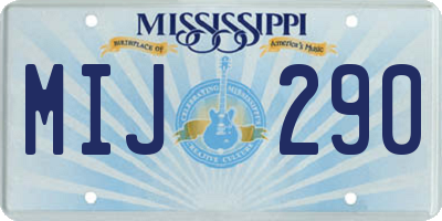 MS license plate MIJ290