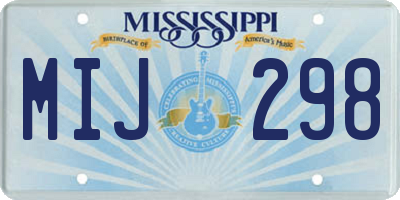 MS license plate MIJ298