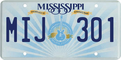 MS license plate MIJ301