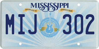 MS license plate MIJ302