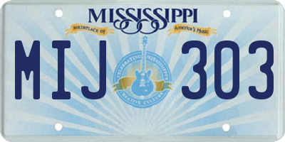 MS license plate MIJ303