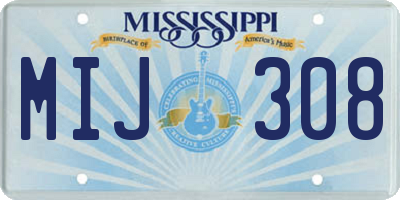 MS license plate MIJ308