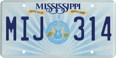 MS license plate MIJ314