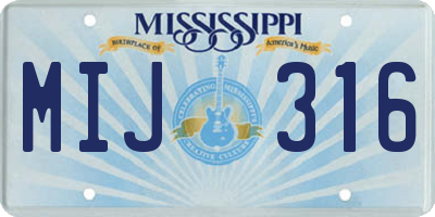 MS license plate MIJ316