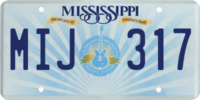 MS license plate MIJ317