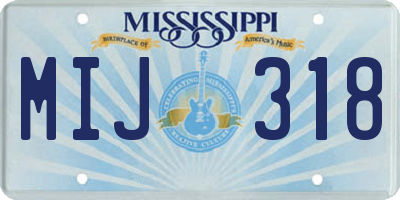 MS license plate MIJ318