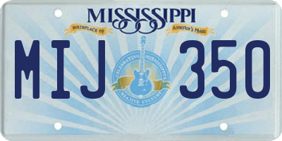 MS license plate MIJ350