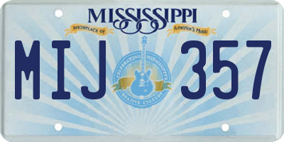 MS license plate MIJ357