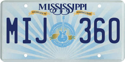 MS license plate MIJ360