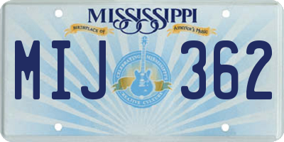 MS license plate MIJ362