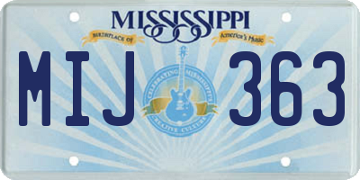 MS license plate MIJ363
