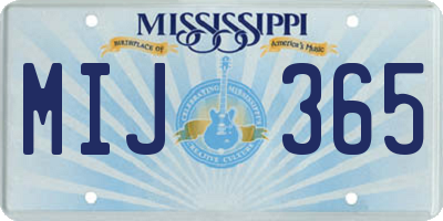 MS license plate MIJ365
