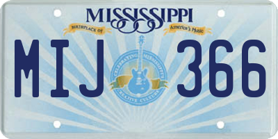 MS license plate MIJ366