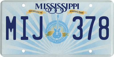 MS license plate MIJ378