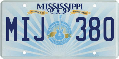 MS license plate MIJ380