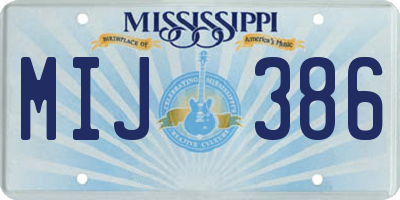 MS license plate MIJ386