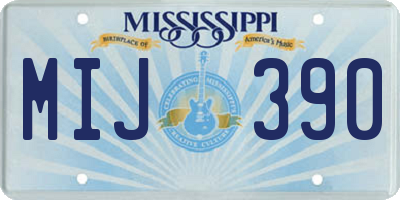 MS license plate MIJ390