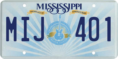 MS license plate MIJ401