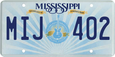MS license plate MIJ402
