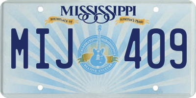 MS license plate MIJ409