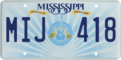 MS license plate MIJ418