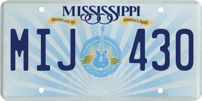 MS license plate MIJ430