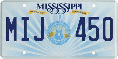 MS license plate MIJ450