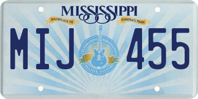MS license plate MIJ455