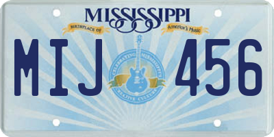 MS license plate MIJ456