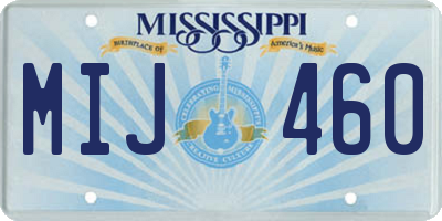 MS license plate MIJ460