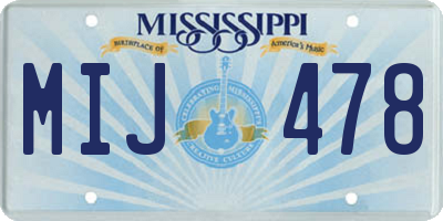 MS license plate MIJ478