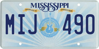 MS license plate MIJ490
